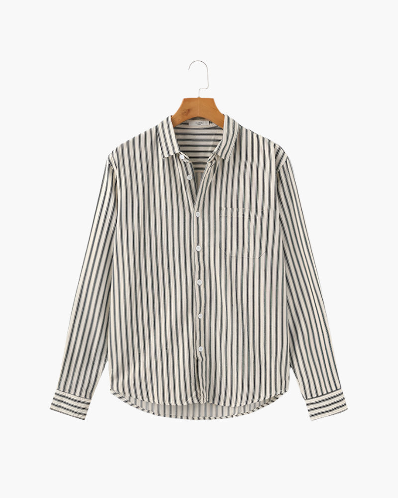 Classic Vertical Stripe Men's Tailored Fit Shirt - Premium Cotton Blend