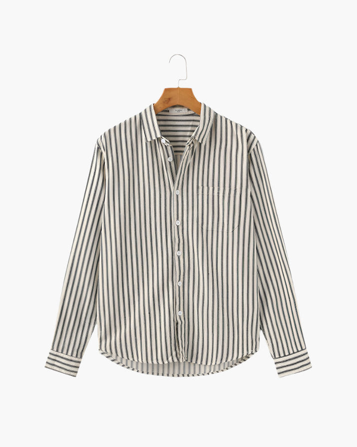 Classic Vertical Stripe Men's Tailored Fit Shirt - Premium Cotton Blend