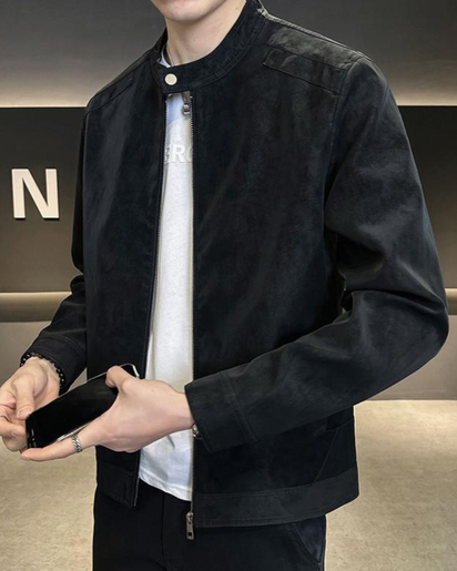 Men's Premium Suede Leather Jacket: Luxurious, Classic Fit, Warm Winter Outerwear