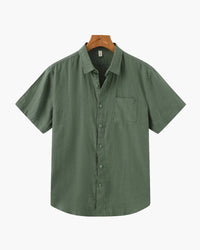 Men's Breathable Short Sleeve Linen Shirt - Relaxed Fit, Summer Comfort