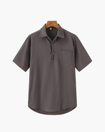 Casablanca Men's Lightweight Linen Polo Shirt - Breathable, Relaxed Fit, Summer Essential