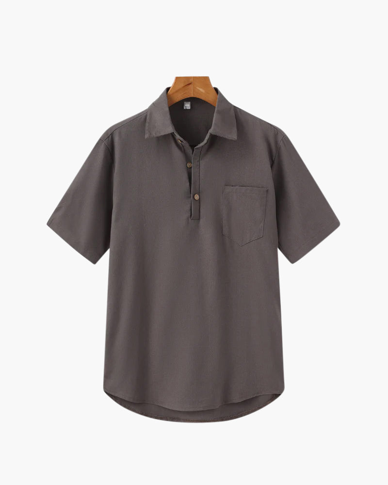 Casablanca Men's Lightweight Linen Polo Shirt - Breathable, Relaxed Fit, Summer Essential