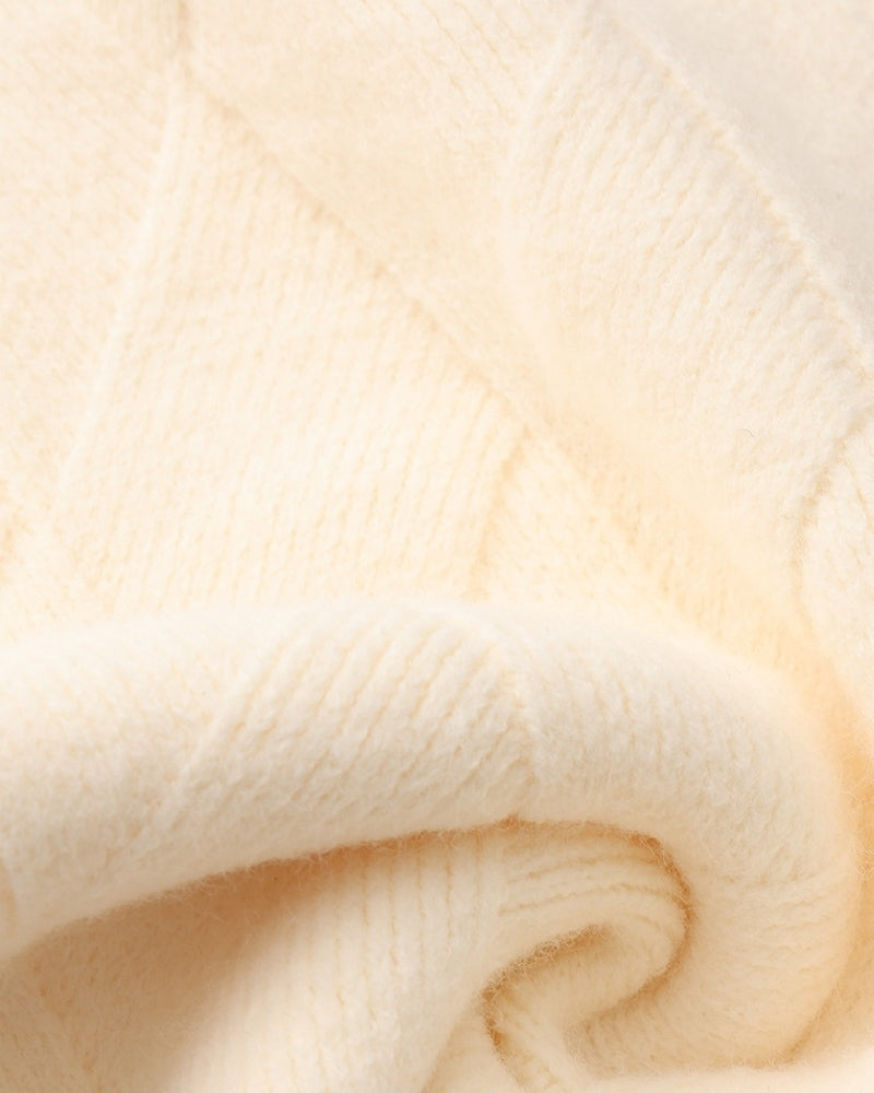 Timeless Diamond Knit Crewneck Sweater - Premium Wool Blend for Men