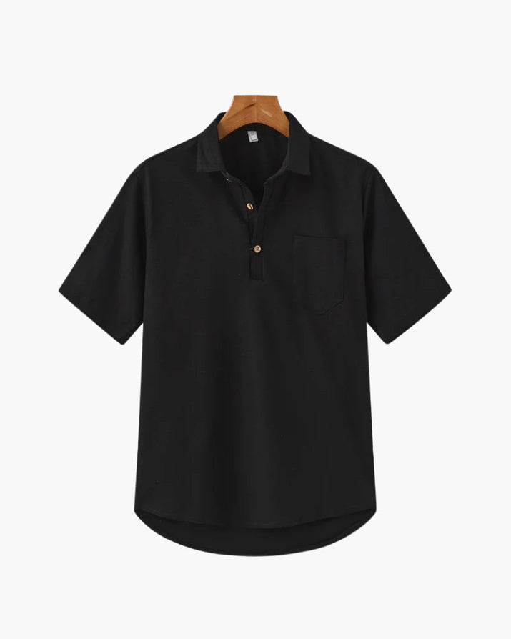 Casablanca Men's Lightweight Linen Polo Shirt - Breathable, Relaxed Fit, Summer Essential