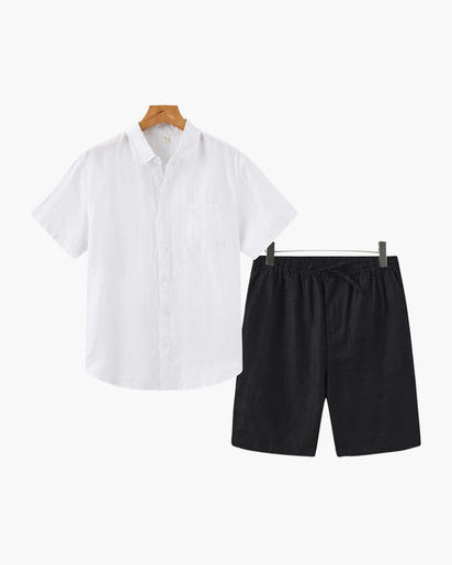 Men's Premium Linen Shirt & Shorts Set - Breathable Summer Loungewear