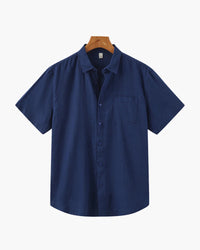 Men's Breathable Short Sleeve Linen Shirt - Relaxed Fit, Summer Comfort