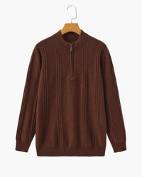 Luxurious 100% Cashmere Ribbed Half-Zip Sweater for Men – Ultimate Comfort Style