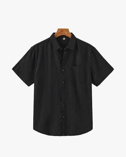 Men's Breathable Short Sleeve Linen Shirt - Relaxed Fit, Summer Comfort