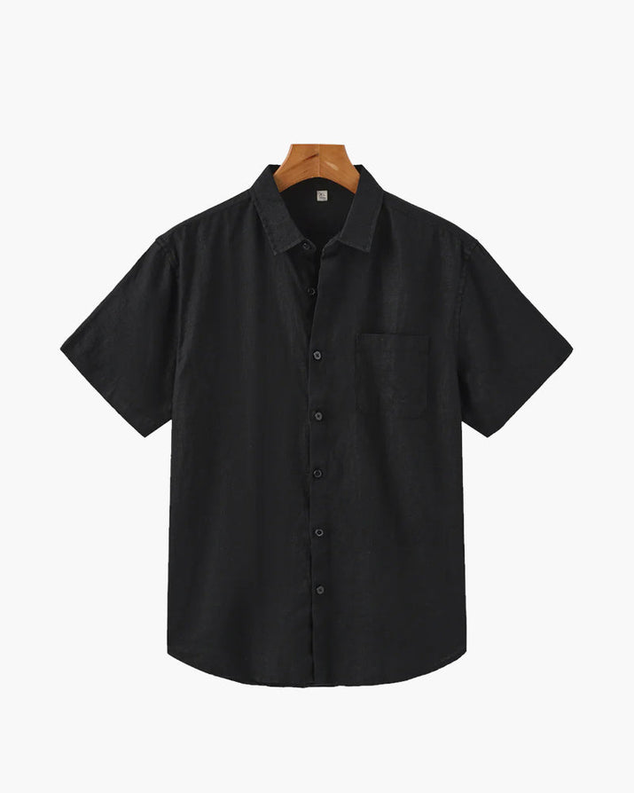 Men's Breathable Short Sleeve Linen Shirt - Relaxed Fit, Summer Comfort