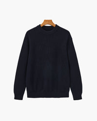 Classic Men's Rib Knit Crewneck Sweater - Soft Wool Blend Luxury Apparel