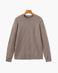 Timeless Diamond Knit Crewneck Sweater - Premium Wool Blend for Men