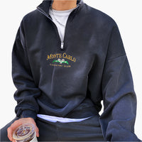 Monte Carlo Vintage Quarter-Zip Pullover: Premium Fleece, Embroidered Logo, Classic Comfort