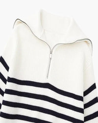 Men's Premium Striped Full-Zip Sweater - Cozy Knitted Cotton Cardigan Jacket