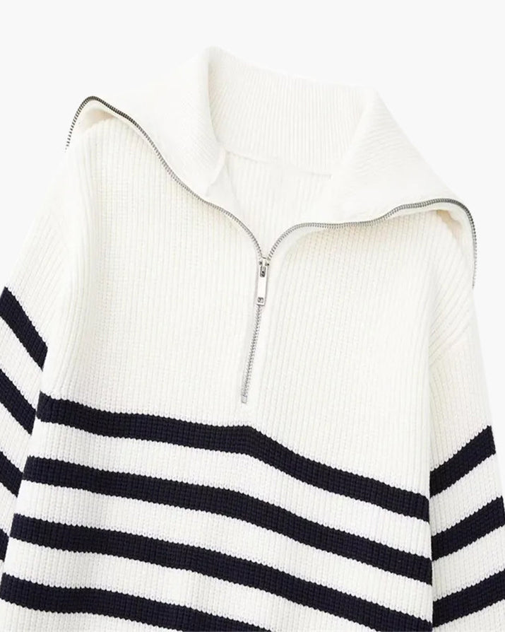 Men's Premium Striped Full-Zip Sweater - Cozy Knitted Cotton Cardigan Jacket