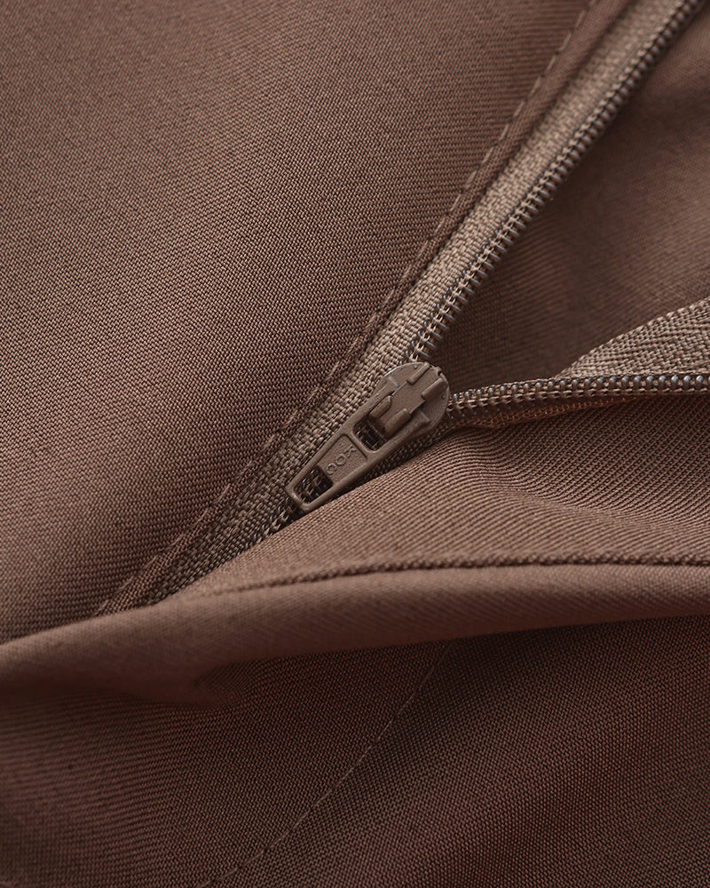 Men's Elegant High-Waist Silk Cotton Blend Trousers - Tailored Classic Fit