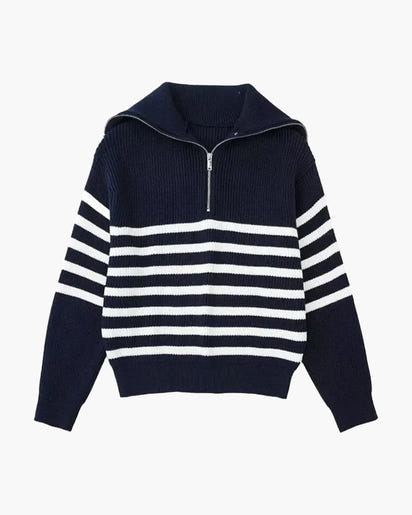 Men's Premium Striped Full-Zip Sweater - Cozy Knitted Cotton Cardigan Jacket