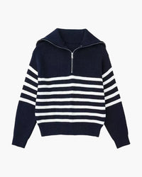 Men's Premium Striped Full-Zip Sweater - Cozy Knitted Cotton Cardigan Jacket