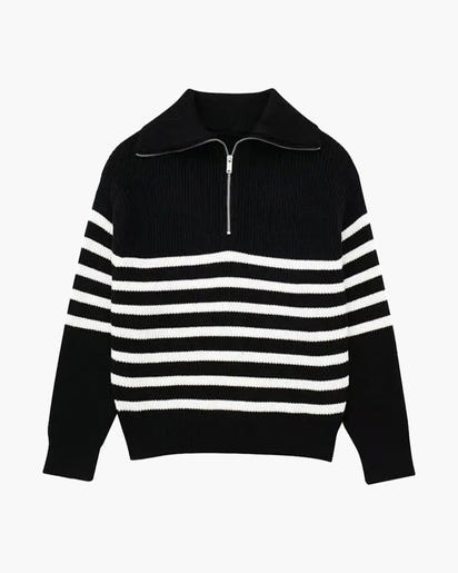 Men's Premium Striped Full-Zip Sweater - Cozy Knitted Cotton Cardigan Jacket