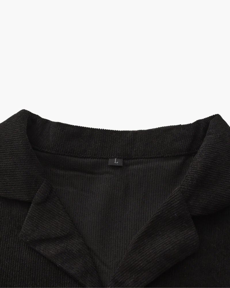 Luxurious Riviera Velvet Cord Set: Stylish Relaxed-Fit Shirt & Drawstring Shorts