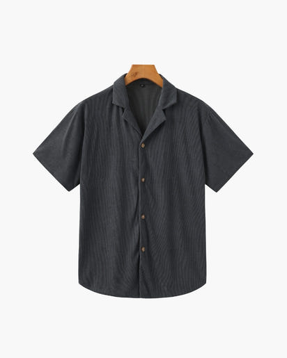 Luxurious Riviera Velvet Cord Set: Stylish Relaxed-Fit Shirt & Drawstring Shorts