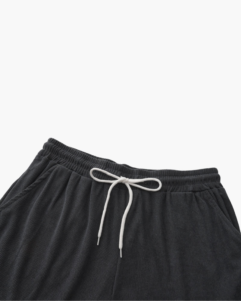 Luxurious Riviera Velvet Cord Set: Stylish Relaxed-Fit Shirt & Drawstring Shorts