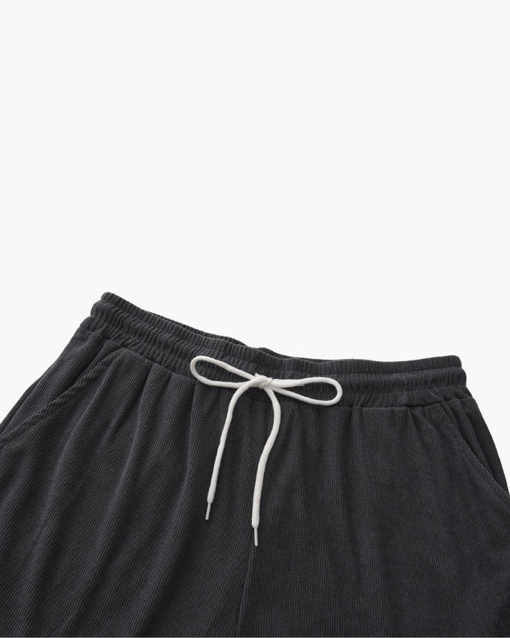 Luxurious Riviera Velvet Cord Set: Stylish Relaxed-Fit Shirt & Drawstring Shorts