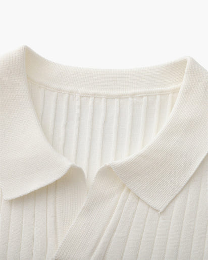 Men's Premium Ribbed Knit Polo Shirt: Classic Style, Relaxed Fit