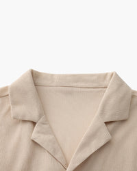 Luxurious Riviera Velvet Cord Set: Stylish Relaxed-Fit Shirt & Drawstring Shorts