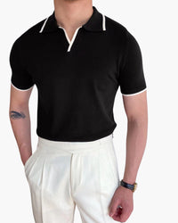 Luxurious Men's Monaco Edge Polo Shirt: Premium Knit, Contrast Trim, Comfort Fit