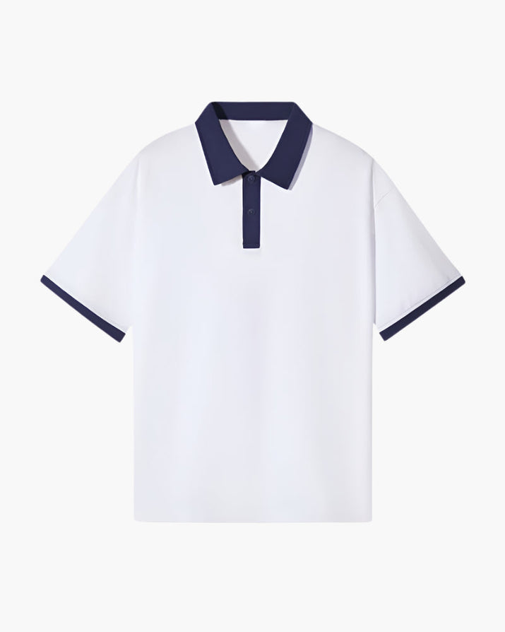 Men's Premium Cotton Blend Polo Shirt: Relaxed Fit, Contrast Collar, Breathable Fabric