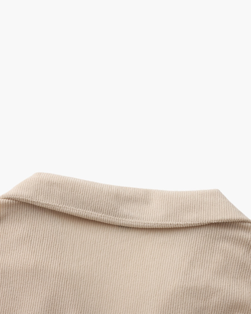 Luxurious Riviera Velvet Cord Set: Stylish Relaxed-Fit Shirt & Drawstring Shorts