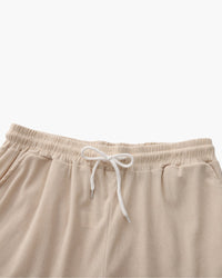 Luxurious Riviera Velvet Cord Set: Stylish Relaxed-Fit Shirt & Drawstring Shorts