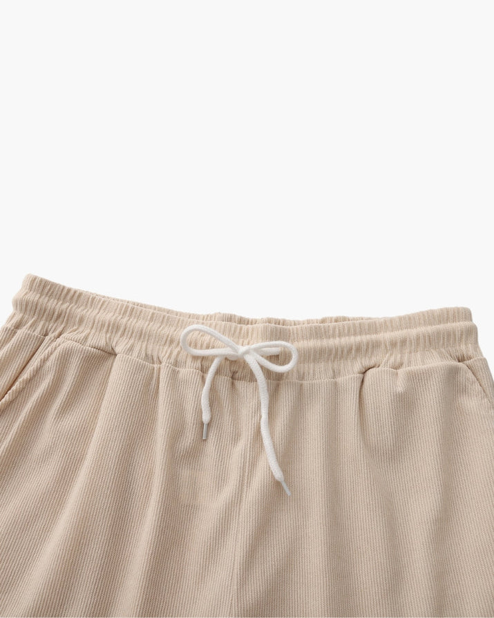 Luxurious Riviera Velvet Cord Set: Stylish Relaxed-Fit Shirt & Drawstring Shorts