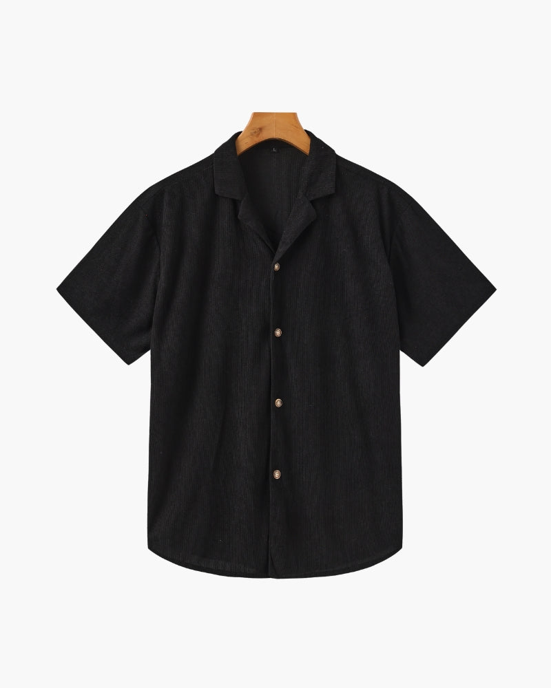 Luxurious Riviera Velvet Cord Set: Stylish Relaxed-Fit Shirt & Drawstring Shorts