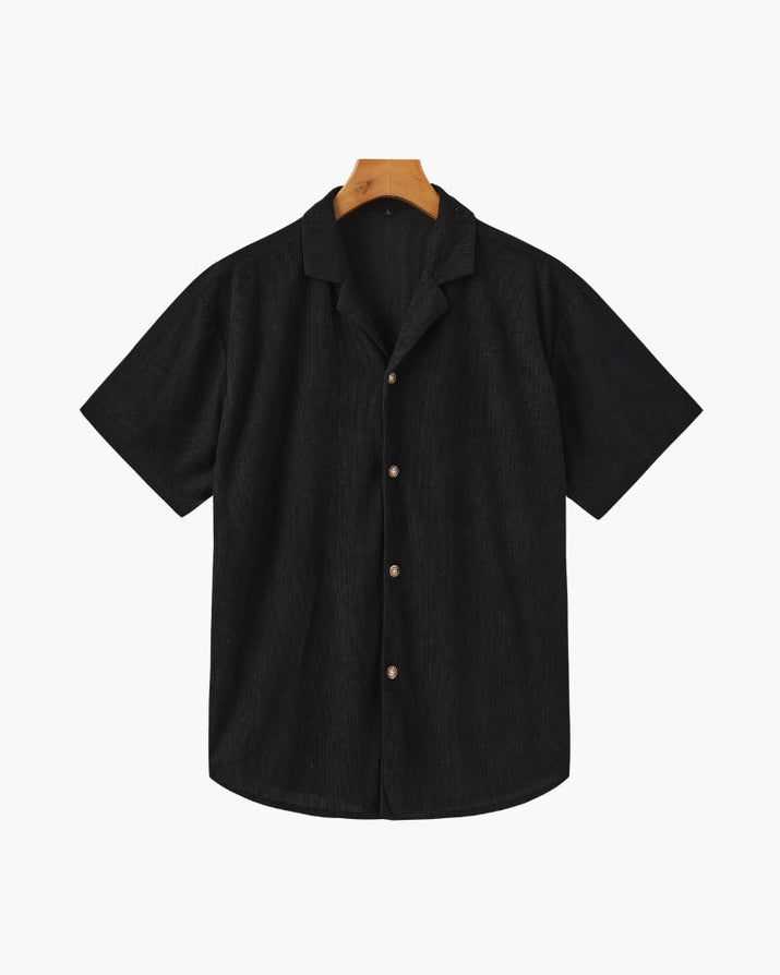 Luxurious Riviera Velvet Cord Set: Stylish Relaxed-Fit Shirt & Drawstring Shorts