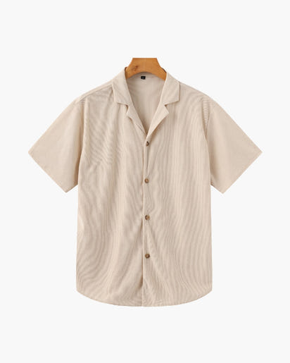 Luxurious Riviera Velvet Cord Set: Stylish Relaxed-Fit Shirt & Drawstring Shorts