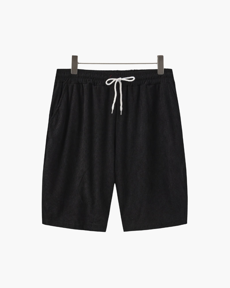 Luxurious Riviera Velvet Cord Set: Stylish Relaxed-Fit Shirt & Drawstring Shorts