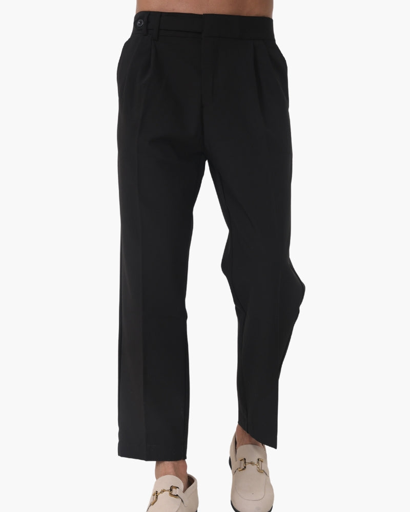 Men's Elegant High-Waist Silk Cotton Blend Trousers - Tailored Classic Fit