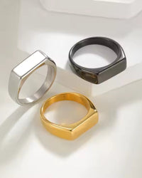Bold Geometric Axis Signet Ring - Modern Rectangular Design for Men