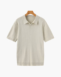 Men's Premium Ribbed Knit Polo Shirt: Classic Style, Relaxed Fit