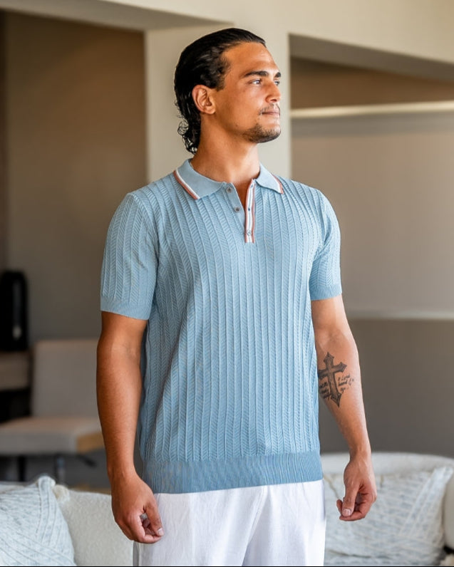 Ashford Classic Knit Polo Shirt: Breathable Viscose-Polyester Blend for Men