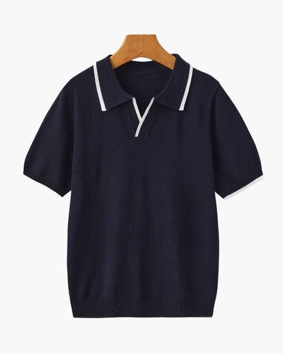 Luxurious Men's Monaco Edge Polo Shirt: Premium Knit, Contrast Trim, Comfort Fit