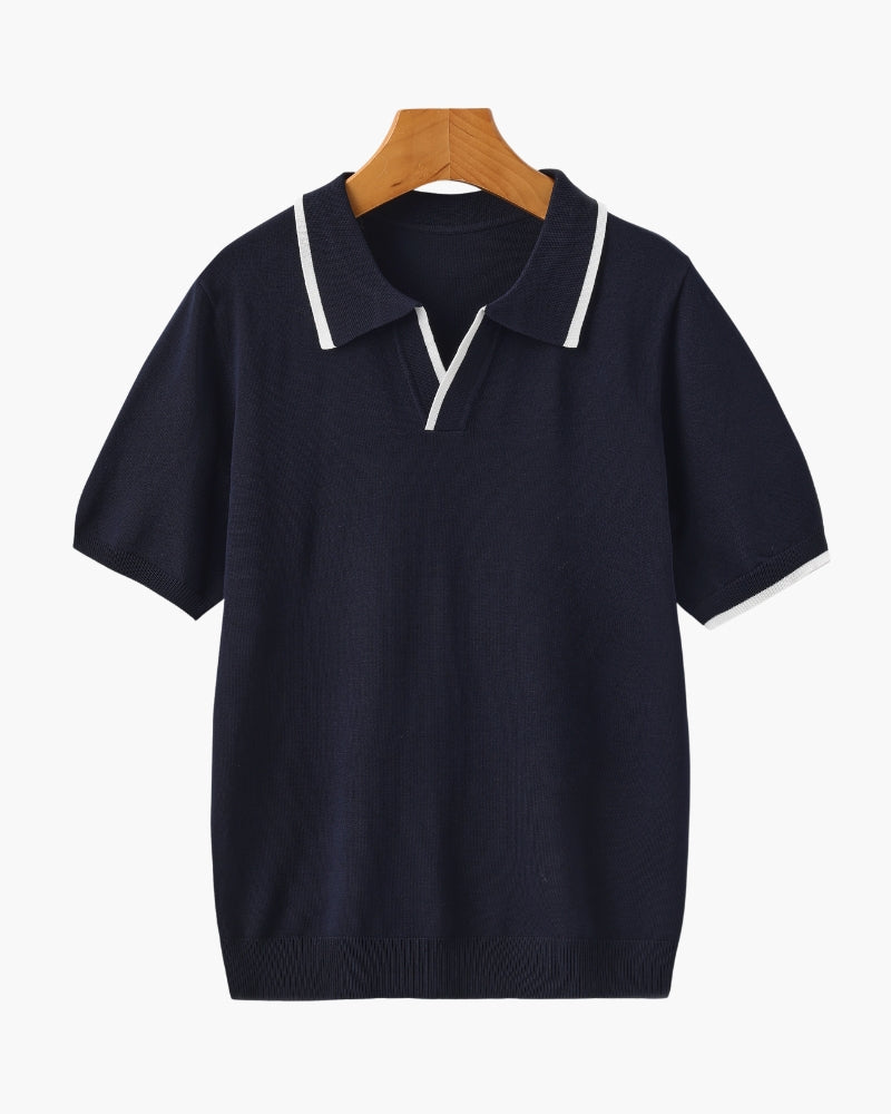 Luxurious Men's Monaco Edge Polo Shirt: Premium Knit, Contrast Trim, Comfort Fit
