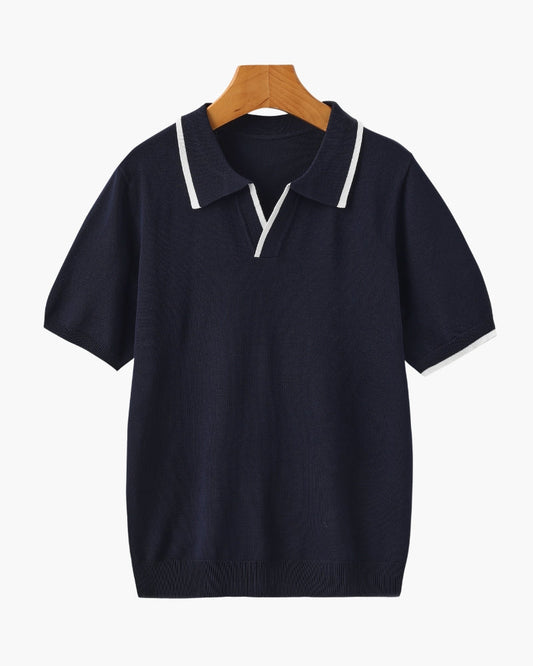 Luxurious Men's Monaco Edge Polo Shirt: Premium Knit, Contrast Trim, Comfort Fit