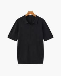 Men's Premium Ribbed Knit Polo Shirt: Classic Style, Relaxed Fit