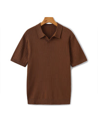 Men's Premium Ribbed Knit Polo Shirt: Classic Style, Relaxed Fit