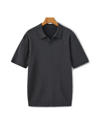 Men's Premium Ribbed Knit Polo Shirt: Classic Style, Relaxed Fit