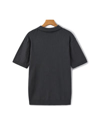 Men's Premium Ribbed Knit Polo Shirt: Classic Style, Relaxed Fit