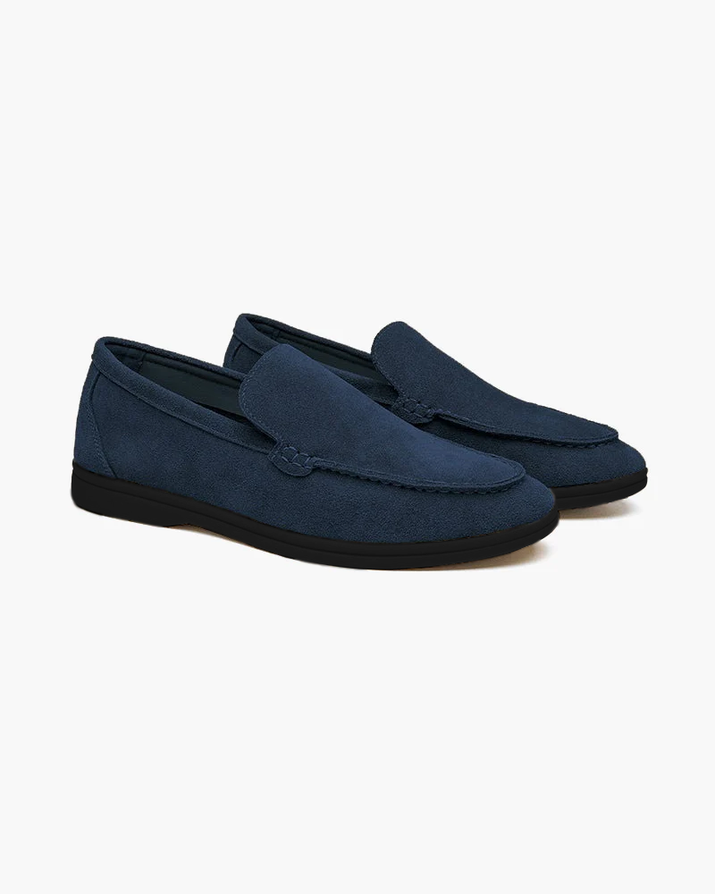 Premium Men's Suede Slip-On Loafers with Distinctive Black Soles