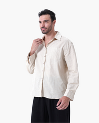 Men's Relaxed Fit Breathable Linen Longsleeve Shirt & Pant Combo Set